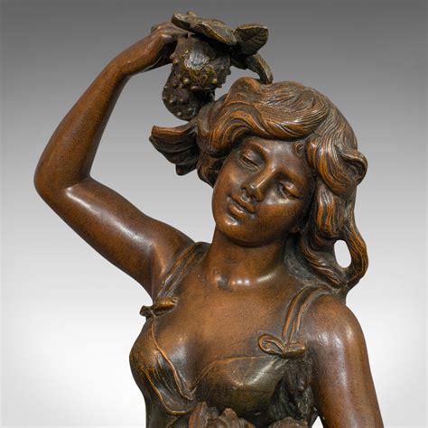 Antique Female Figure French Bronze Spelter Statue Art Nouveau