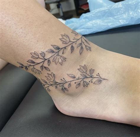 Floral Anklet Tattoo Wrap Around Wrist Tattoos Wrap Around Ankle Tattoos Ankle Tattoos For Women