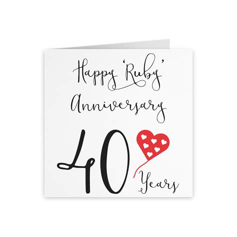 Ruby 40th Wedding Anniversary Card Wifehusbandmum Dadnan Ph