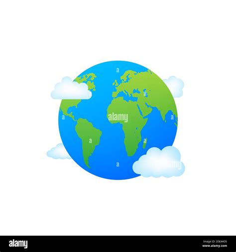 Earth Globes Isolated On White Background Flat Planet Earth Icon