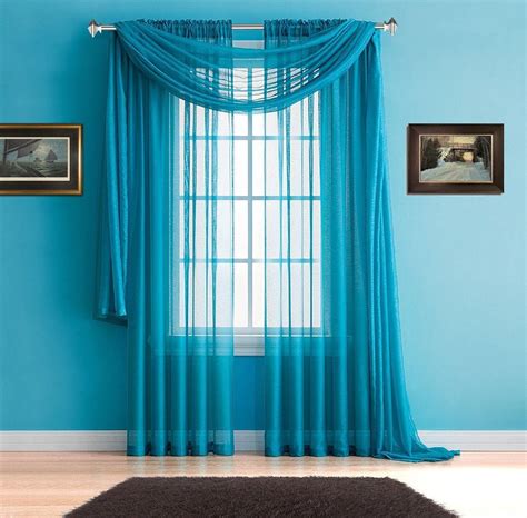25% coupon applied at checkout save 25% with coupon. Warm Home Designs Premium Sheer Blue Teal Window Scarves ...