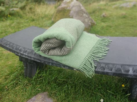 Merino Supersoft Lambswool Blanket Throw Green And Grey Glencheck 150