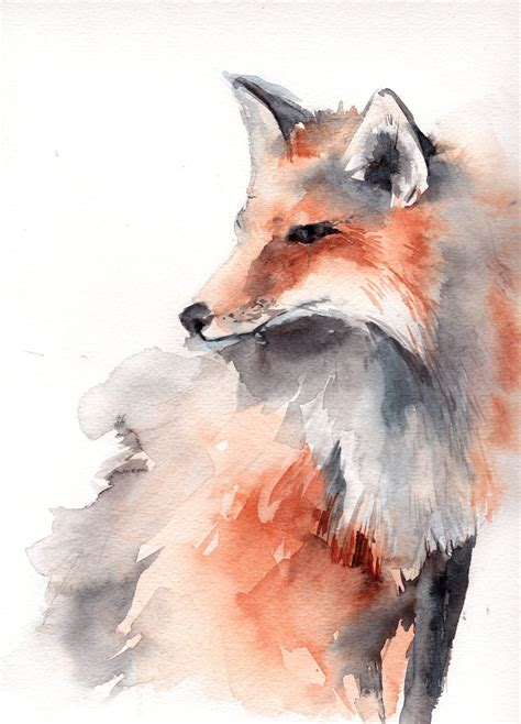 Watercolor Fox Painting Original Watercolor Painting Animal
