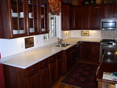 Quartz Countertop Colors For Cherry Cabinets Custom Kitchen Home