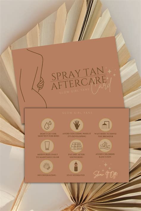 Spray Tan Artist Aftercare Card Client Care Card Template Spray Tan
