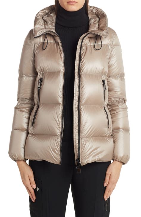 women s moncler serite hooded quilted down puffer jacket size 3 fits like 6 8 us beige
