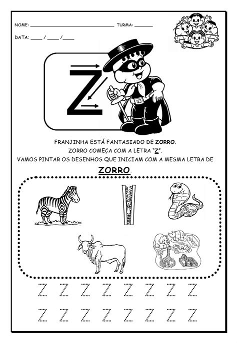 Atividades de Alfabetização para imprimir Letra Z Educação e