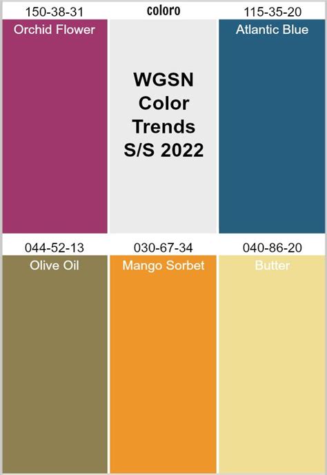 Wgsn Key Colors Ss 2022 Trends Color Wgsn Coloro Color Trends