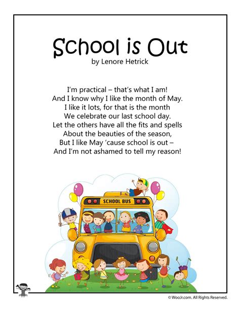 School Is Out Kids Poetry Poems For The Month Of May Famous Poems