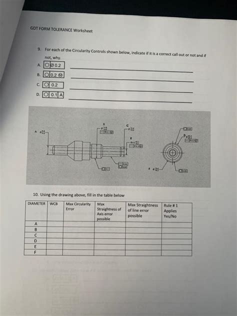 Solved Gdt Form Tolerance Worksheet 124 12 Referencing The