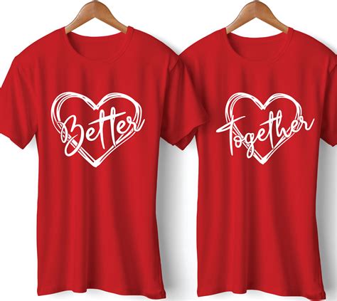 Better Together Printed Red Couple T Shirt