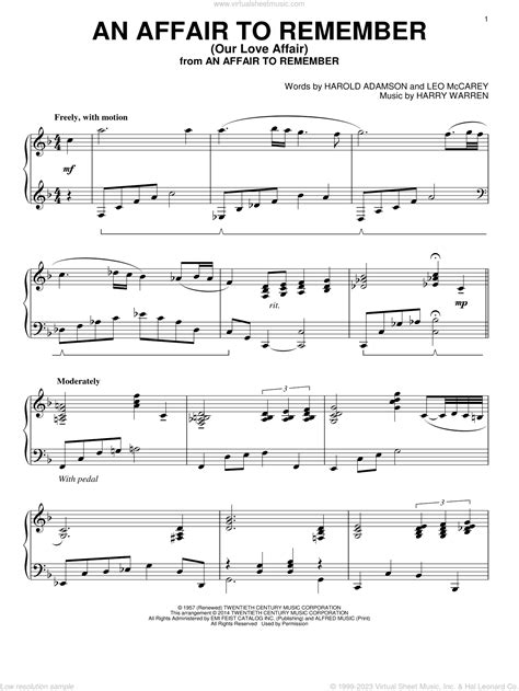 Warren An Affair To Remember Our Love Affair Sheet Music For Piano Solo
