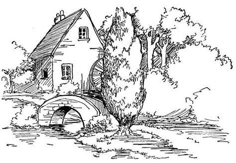 More images for landscape nature scenery coloring pages for adults » Detailed Landscape Coloring Pages For Adults - Part 7