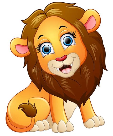 Happy Lion Cartoon Sitting Stock Vector Illustration Of