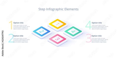 Business Process Chart Infographics With 4 Step Segments Isometric 3d