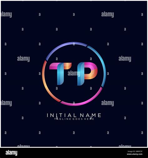Initial Letter Tp Curve Rounded Logo Gradient Vibrant Colorful Glossy