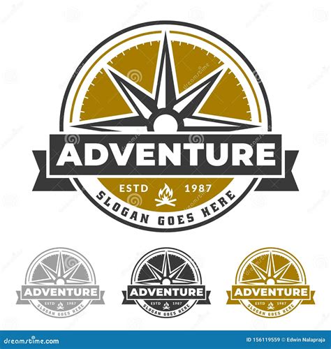 Compass Logo For Adventure Life Outdoor And Explorer Emblem Stock