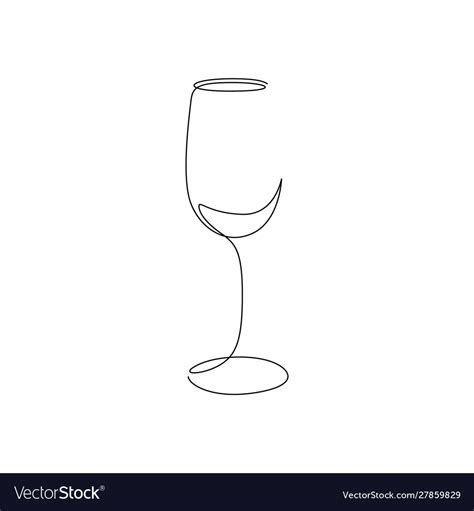 Continuous One Line Wine Glass Art Royalty Free Vector Image