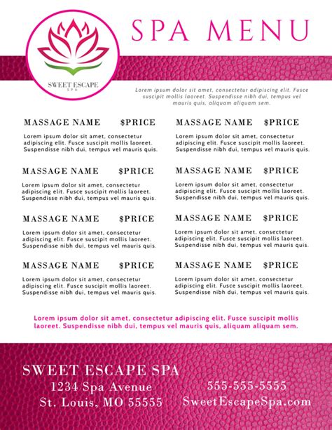 Pink Spa Massage Flyer Template Mycreativeshop
