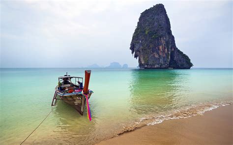Free Download Thailand Tropical Beach Boats Hd Wallpaper 87901