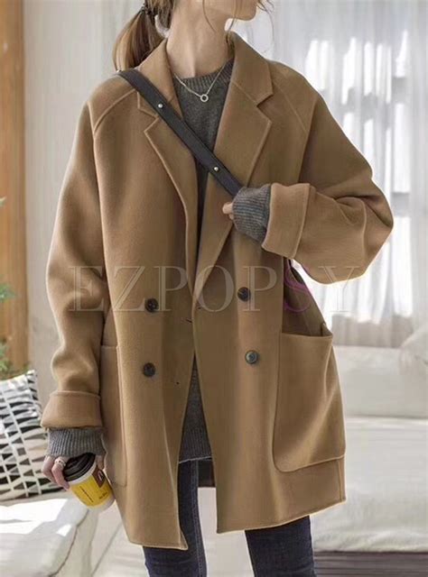 Womens Double Breasted Oversize Wool Coat Coat Fashion Really Cute