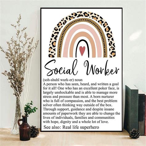 Social Worker Noun Vertical Poster Social Worker Definition Etsy
