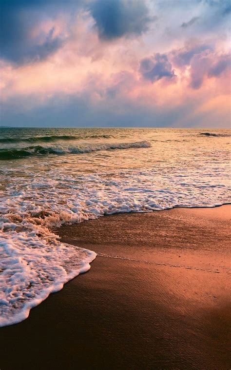 Sunset Brown Sand Waves Seaside Phone Wallpaper Hd Check More At