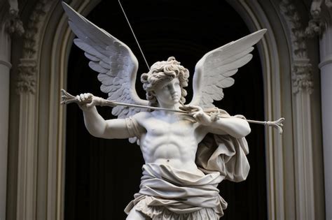 Premium Ai Image A Great Greek God Cupid Statue With Wings