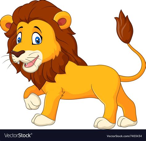 Cute Lion Walking Isolated On White Background Vector Image