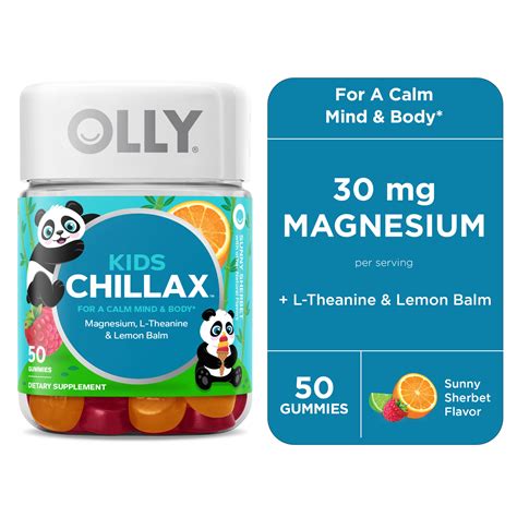 Olly Kids Chillax Gummy Chewable Supplement Magnesium L Theanine