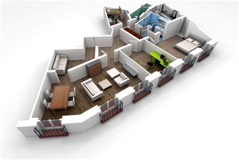 3d Small House Floor Plans 2 Bedroom Design Under 1000 Sq Ft 2015