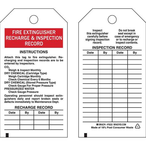 Printable Fire Extinguisher Inspection Tags