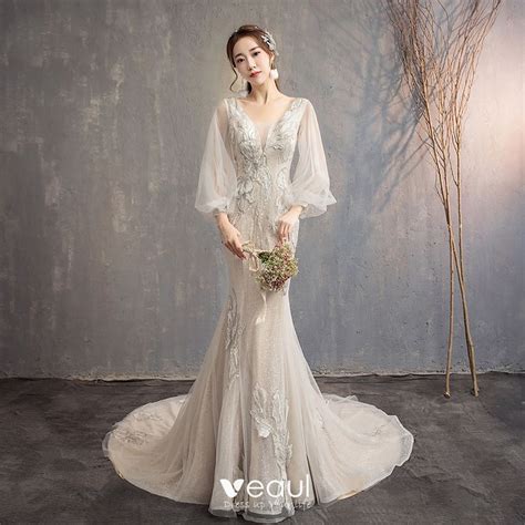 Shop with afterpay on eligible items. Bling Bling Champagne Wedding Dresses 2019 Trumpet ...