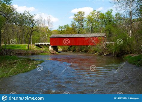 Red Covered Bridge Stock Photo Image Of Architecture 146775364