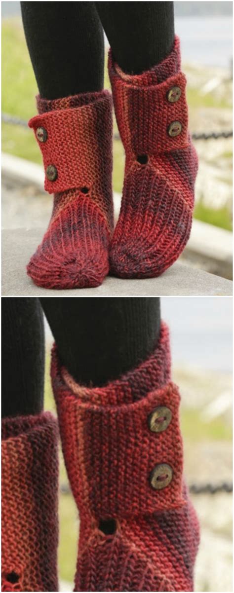 Knitted Slipper Boots Free Pattern Ideas You Ll Love The Whoot