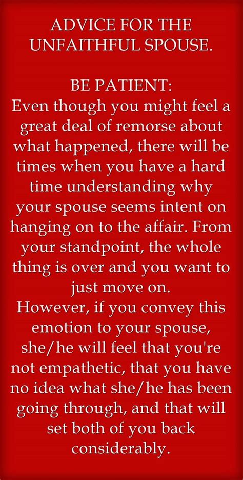 Advice For The Unfaithful Spouse Be Patient Even Though You Infidelity Quotes Affair