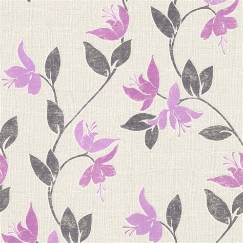 Fuchsia Pink Charcoal Textured Wallpaper Rasch
