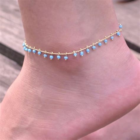 Newest Fashion Blue Black Beaded Ankle Bracelet Bohemian Foot Bracelet