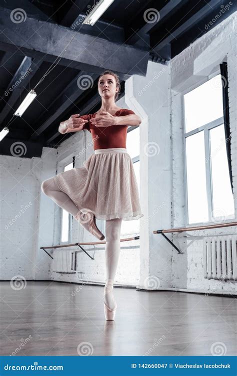 Nice Serious Ballerina Preparing To Do A Pirouette Stock Image Image