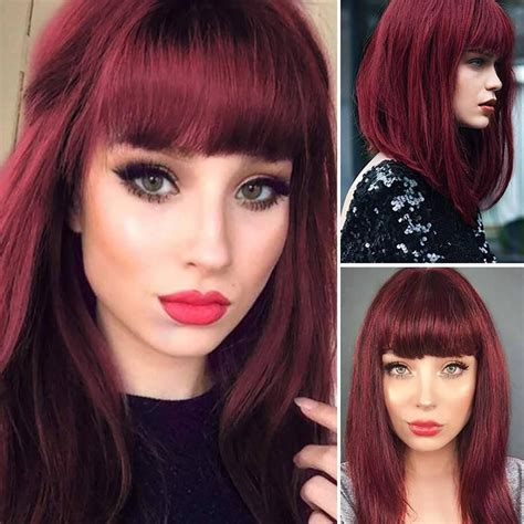 Burgundy Hairstyles With Bangs FASHIONBLOG