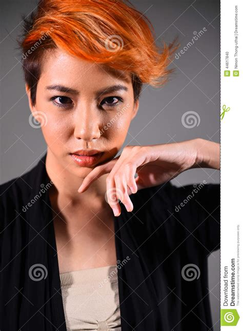 Portrait Of A Beautiful Girl With Dyed Hair Coloring Stock Photo
