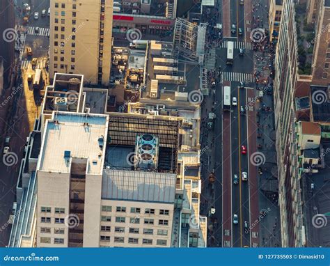 New York City Skyscrapers Street Aerial View Editorial Stock Photo