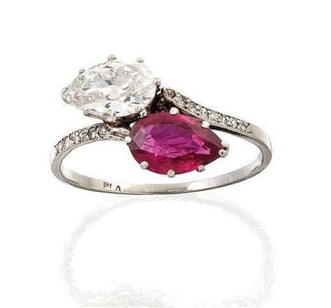 Pear Shaped Ruby And Diamond Toi Et Moi Ring Rings Jewellery