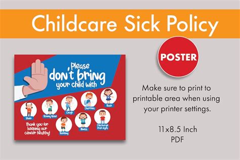 Daycare Sick Policy Poster For Childcare And Daycare Etsy Australia