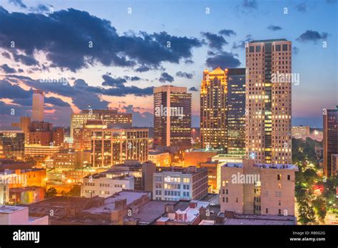 Birmingham Alabama Usa Downtown City Skyline At Dusk Stock Photo Alamy