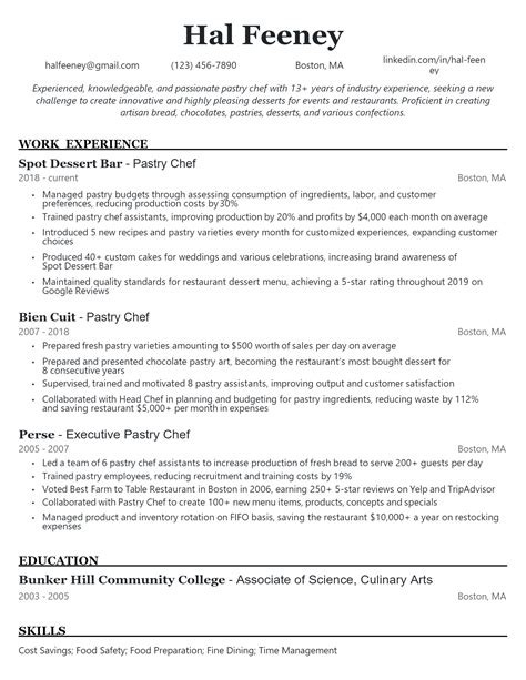 Download Free Pastry Chef Resume Docx Word Template On