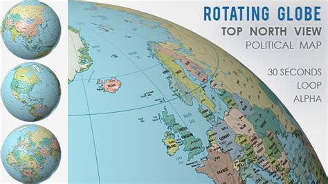 Rotating Globe World Political Map Top View Motion Graphics Videohive