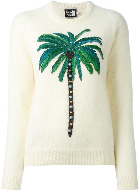 Fausto Puglisi Embroidered Palm Tree Jumper Clothes Design Fashion Knitwear Design