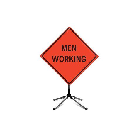Fred Marvin Men Working Ahead Sign With Collapsible Stand