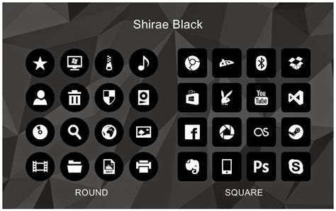 Shirae Black Icon Pack Windows10 Themes I Cleodesktop